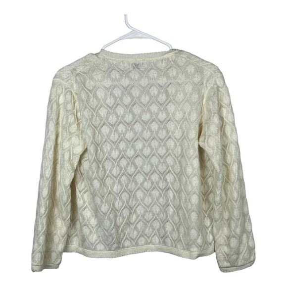 Vintage Vienna Lace White Cardigan Sweater Pin up Acrylic Small - Picture 7 of 7